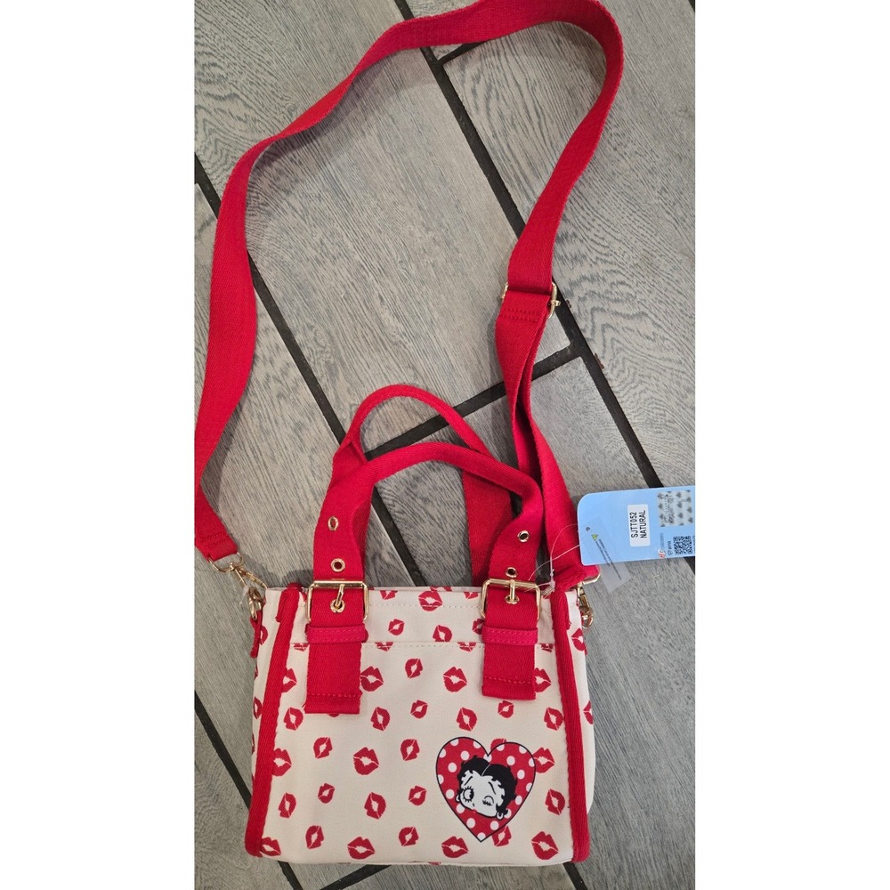 Betty Boop Fleischer Studios Red Lips Canvas Mini Tote Crossbody Bag SJTT052